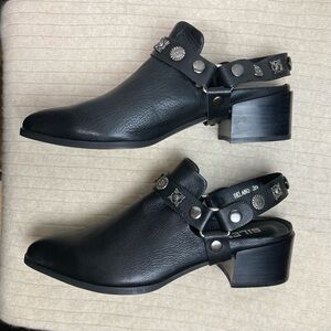 FP x Silent D Delano Black Leather Western Slingback/Mule 39